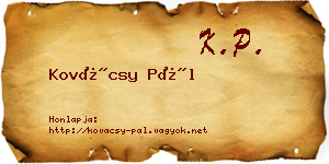 Kovácsy Pál névjegykártya